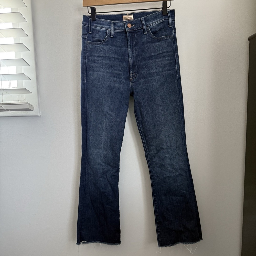 Mother 27 Hustler Ankle Fray Home Movies Cut Off Dark Wash